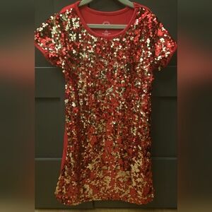 Girls' Red and Gold Sequin Dress